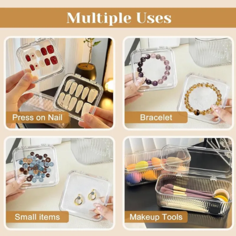 Acrylic Jewelry Organizer Box | Transparent 10-Compartment Storage Case for Earrings, Rings, Necklaces & Nails - Detailed Feature View 4