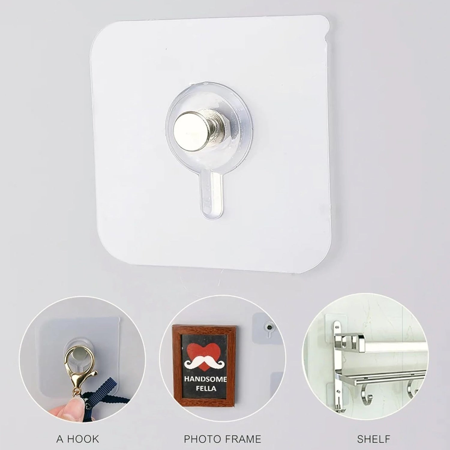 Transparent Self Adhesive Wall Hook Set (12 Pc) - Detailed Feature View 3