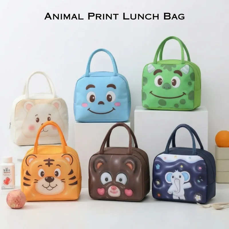 Premium 3D Cartoon Animal Insulated Lunch Bag – Cute Kids Lunch Tote | Thermal Food Storage Bag for School, Picnic & Travel (Random Print, Pack of 1) - Buy Online at Alikart