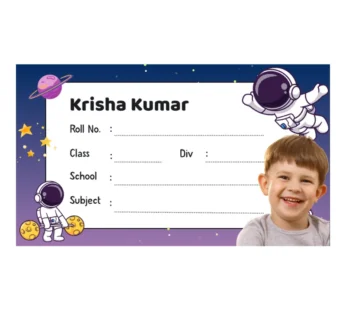 Astronaut Theme Customized Name Labels for Kids – 24 School Book Stickers