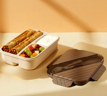 Lunch Box with Spoon & Fork Leak Proof Bento Lunch Box for Kids & Adults (3 Compartment)