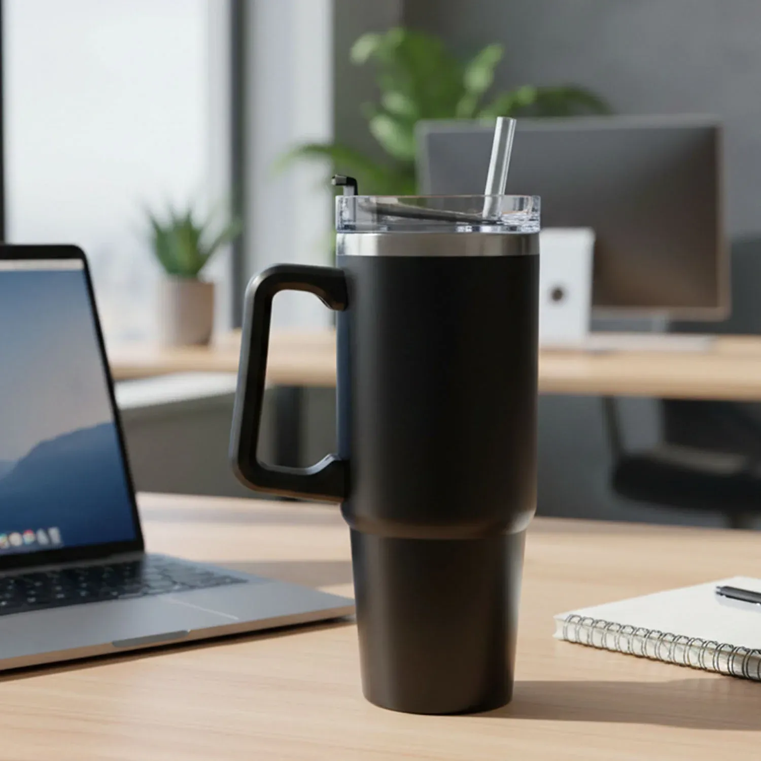 890 ML Large Capacity Insulated Travel Mug / Tumbler Black color (1 Pc) - Detailed Feature View 6