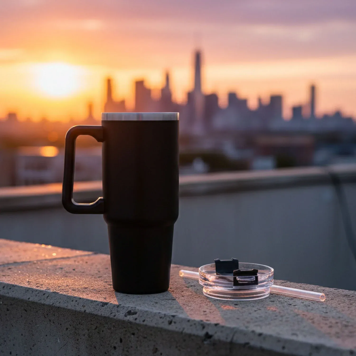 890 ML Large Capacity Insulated Travel Mug / Tumbler Black color (1 Pc) - Detailed Feature View 7