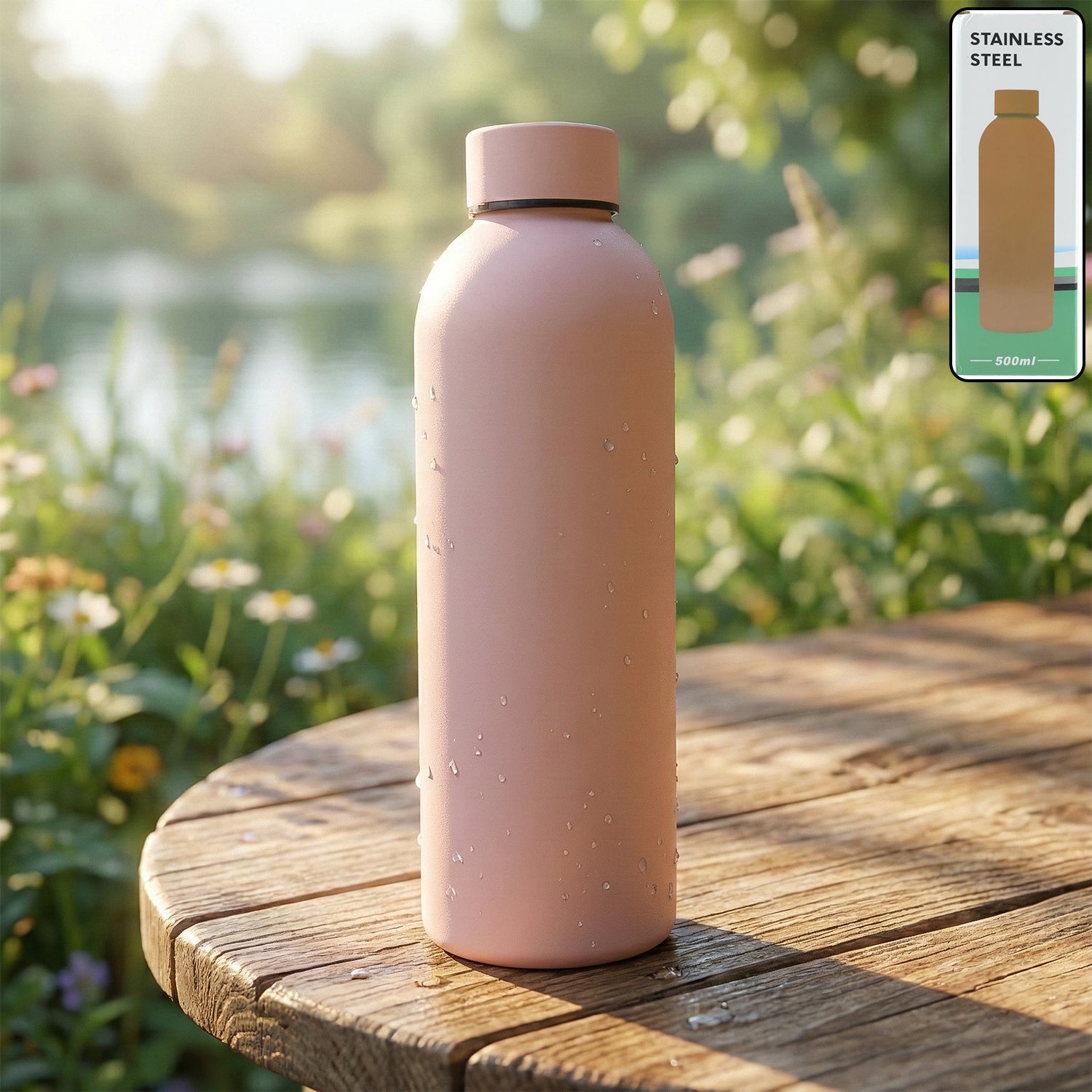 Premium Stainless Steel Double Wall Vacuum-Insulated Drink Water (Pink / 500 ML Approx) - Buy Online at Alikart