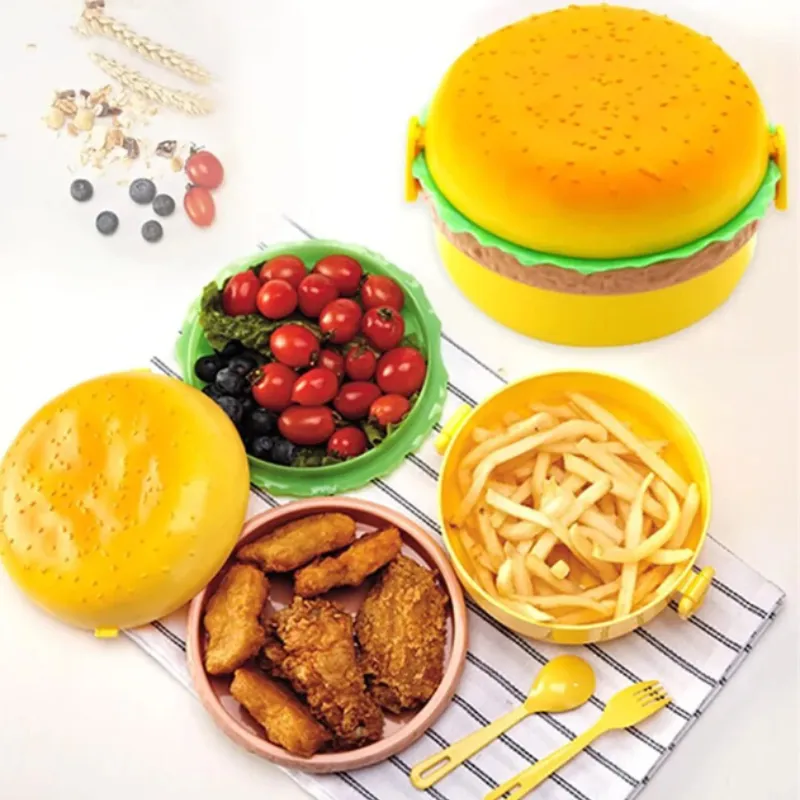 Premium Burger Shape Lunch Box | Leakproof Kids School Tiffin Box with Compartments for Boys & Girls - Buy Online at Alikart