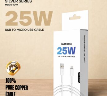 Silver Series 25W USB to Micro USB Fast Charging Cable (1 Pc)