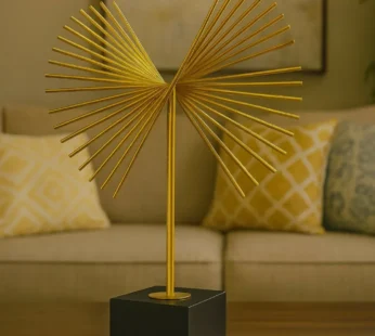 Modern Metal Abstract Table Showpiece with Gold Fan Design