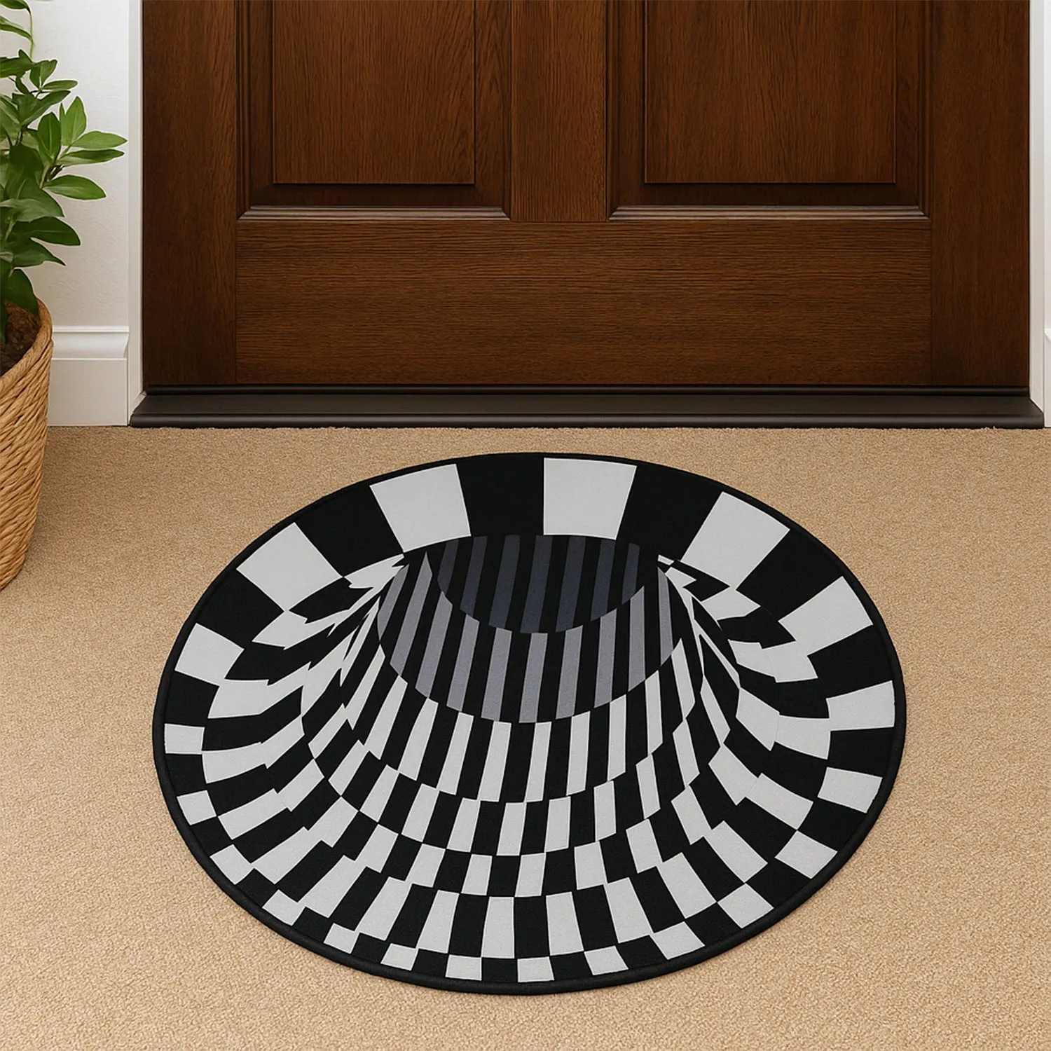 3D Space Round Carpet, Floor Mat Non-Woven Doormat (60 Cm) - Detailed Feature View 6