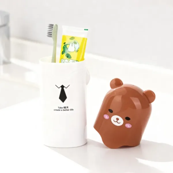 Cartoon Animal Toothbrush & Toothpaste Travel Case – Portable Plastic Toothbrush Box for Kids (Random Color, Pack of 1)