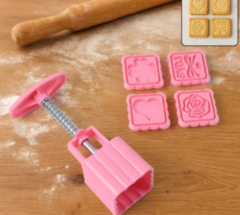 Multipurpose Cookie Biscuit Stamp Mold Set with Press Handle