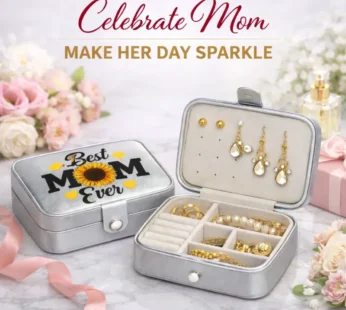 Customized Travel Jewelry Organizer Case | Sunflower Design with Heartwarming Quotes | Mother’s Day Gift (Random Color-Pack of 1)