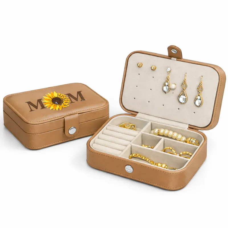 Customized Travel Jewelry Organizer Case | Sunflower Design with Heartwarming Quotes | Mother’s Day Gift (Random Color-Pack of 1) - Detailed Feature View 3