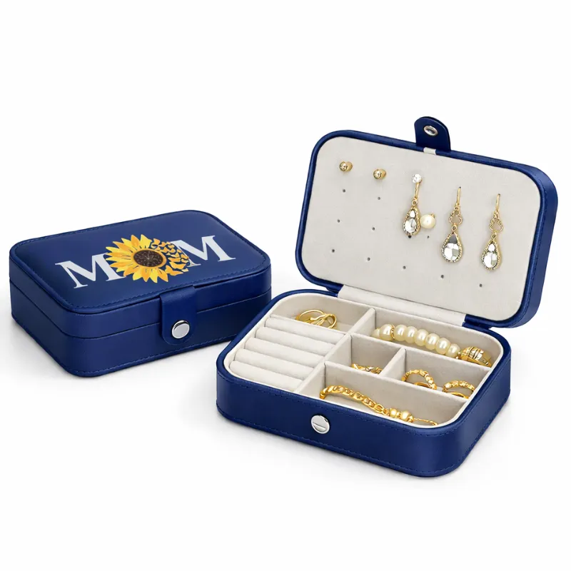 Customized Travel Jewelry Organizer Case | Sunflower Design with Heartwarming Quotes | Mother’s Day Gift (Random Color-Pack of 1) - Detailed Feature View 4