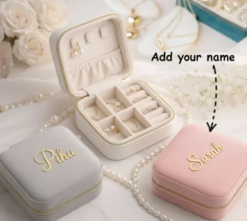 Customized Velvet Jewellery Box with Acrylic Name – Elegant Personalized Jewelry Organizer & Gift Box