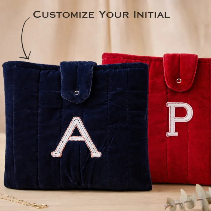 Premium Customized 13 Inch Velvet Laptop Sleeve with Pearl Embroidered Initial – Soft MacBook & Notebook Cover | Protective, Dustproof & Scratch Resistant Pouch - Buy Online at Alikart