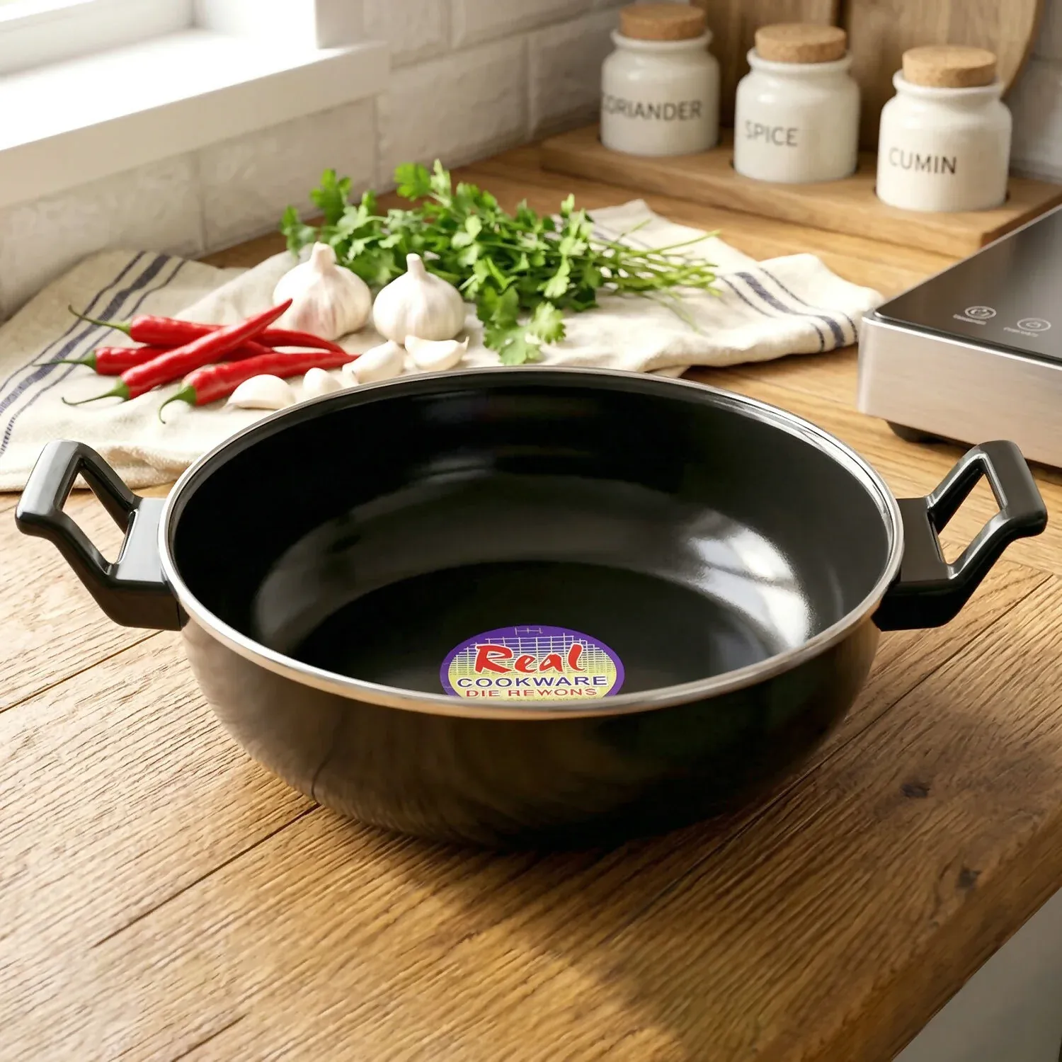 Multipurpose Kitchen Cooking Pan for Frying, Stir Fry, Curry & Vegetable Cooking - Detailed Feature View 2