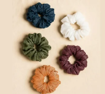 Georgette Shimmer Scrunchies – Sparkly Hair Ties for Women & Girls (Random Color-Pack of 1)