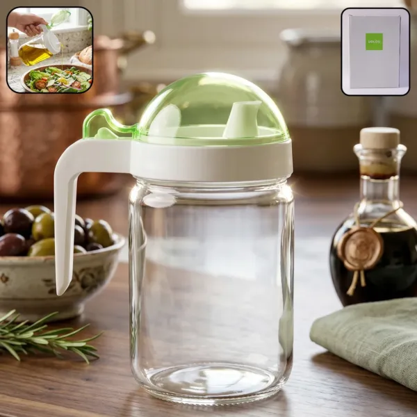 Glass Oil Bottle with Lid – 580ml Capacity, Perfect for Oil