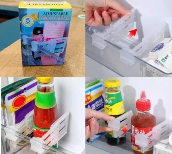 5 Pcs Fridge Organizer Adjustable Shelf Divider – Expandable Refrigerator Drawer Partition Clips for Easy Storage & Organization