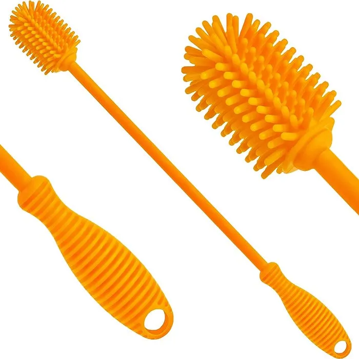 Silicone Bottle Cleaning Brush with Long Handle – Flexible, Non-Scratch Brush for Baby Bottles, Water Bottles, Containers, Vases & Glasses (Random Color-Pack of 1) - Detailed Feature View 5