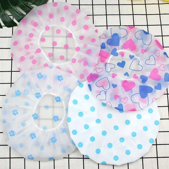 Waterproof Shower Cap – Free-Size Elastic Bath Cap for Men & Women, Ideal for Home, Spa & Salon Use (Random print -Pack of 1) - Detailed Feature View 3
