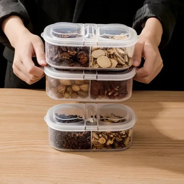 2-Way Transparent Food Storage Container Box – Airtight Fridge Organizer for Snacks, Dry Fruits, and Outdoor Food Storage (Pack of 1)
