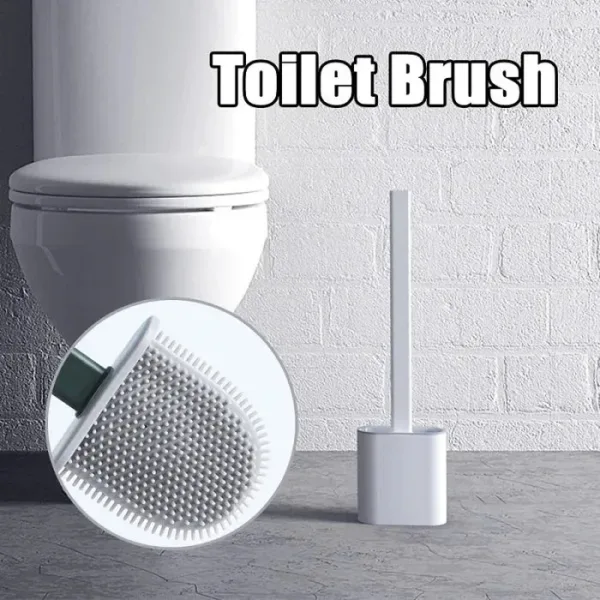 Silicone Flex Toilet Brush with Holder – Flexible, Hygienic, Easy-Clean Bathroom Brush Set (Pack of 1)