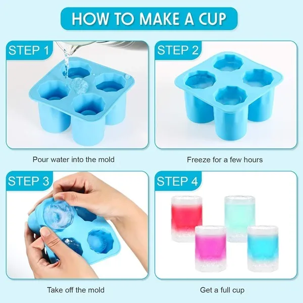 Silicone Shot Glass Ice Mold – Reusable Flexible Ice Cube Mold for Drinks & Cocktails (Pack of 1) - Detailed Feature View 1