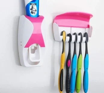 Automatic Toothpaste Dispenser & Holder – Wall-Mounted Toothbrush Organizer for Bathroom | Hands-Free Squeeze & Hygienic Storage