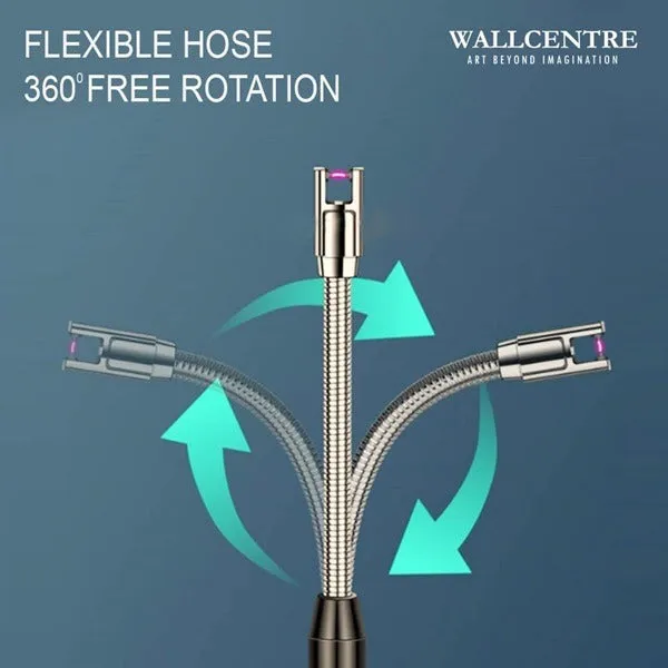 USB Rechargeable Electric Plasma Lighter – Flameless Windproof Arc Lighter with 360° Flexible Neck for Puja Lamps, Gas Stove & Candles - Detailed Feature View 3