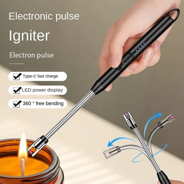 USB Rechargeable Electric Plasma Lighter – Flameless Windproof Arc Lighter with 360° Flexible Neck for Puja Lamps, Gas Stove & Candles - Detailed Feature View 4