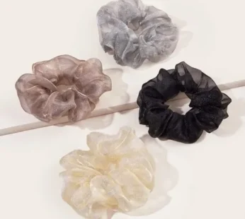 Organza Plain Scrunchies (Large Size), Luxury Organza Scrunchies Anti-Hair-Breakage, Hair Ties, Scrunchies Set for Girls Rubber Bands for Girls and Women