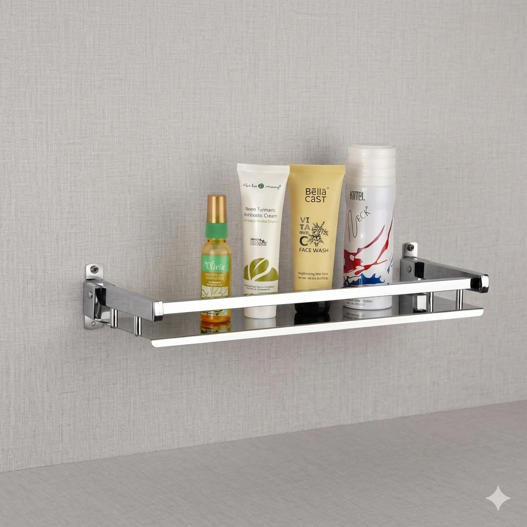 Premium Premium Stainless Steel Single Layer Bathroom Shelf Wall Mounted Storage Rack - Buy Online at Alikart