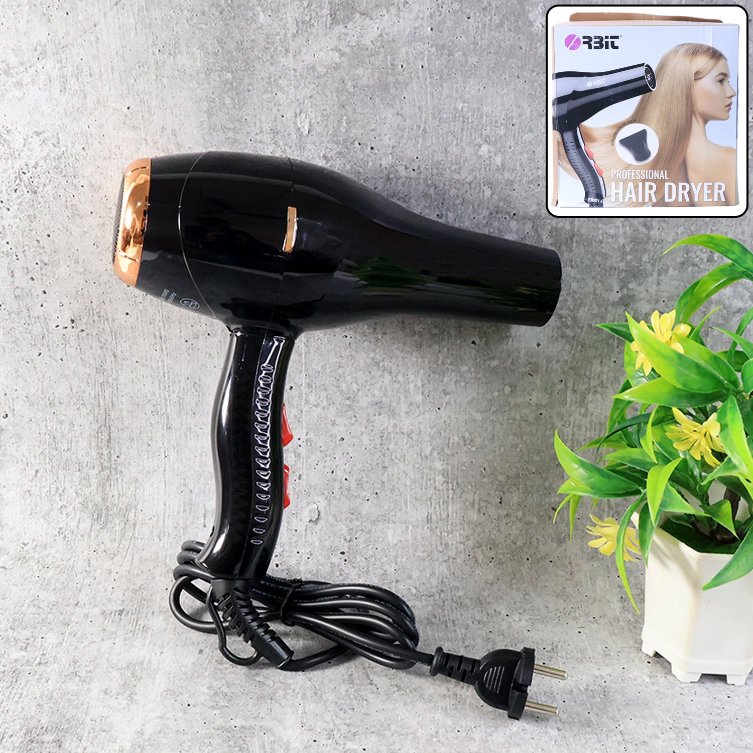 Premium Orbit Professional Electric Hair Dryer with Concentrator Nozzle (1 Pc) - Buy Online at Alikart