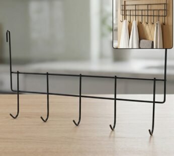 Premium Over The Door Metal 5 Hook Rack 1 Pc