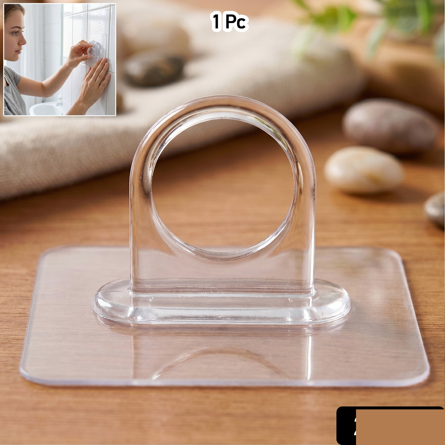 Transparent Multipurpose Adhesive Wall Holder Hook (1 Pc) - Detailed Feature View 1