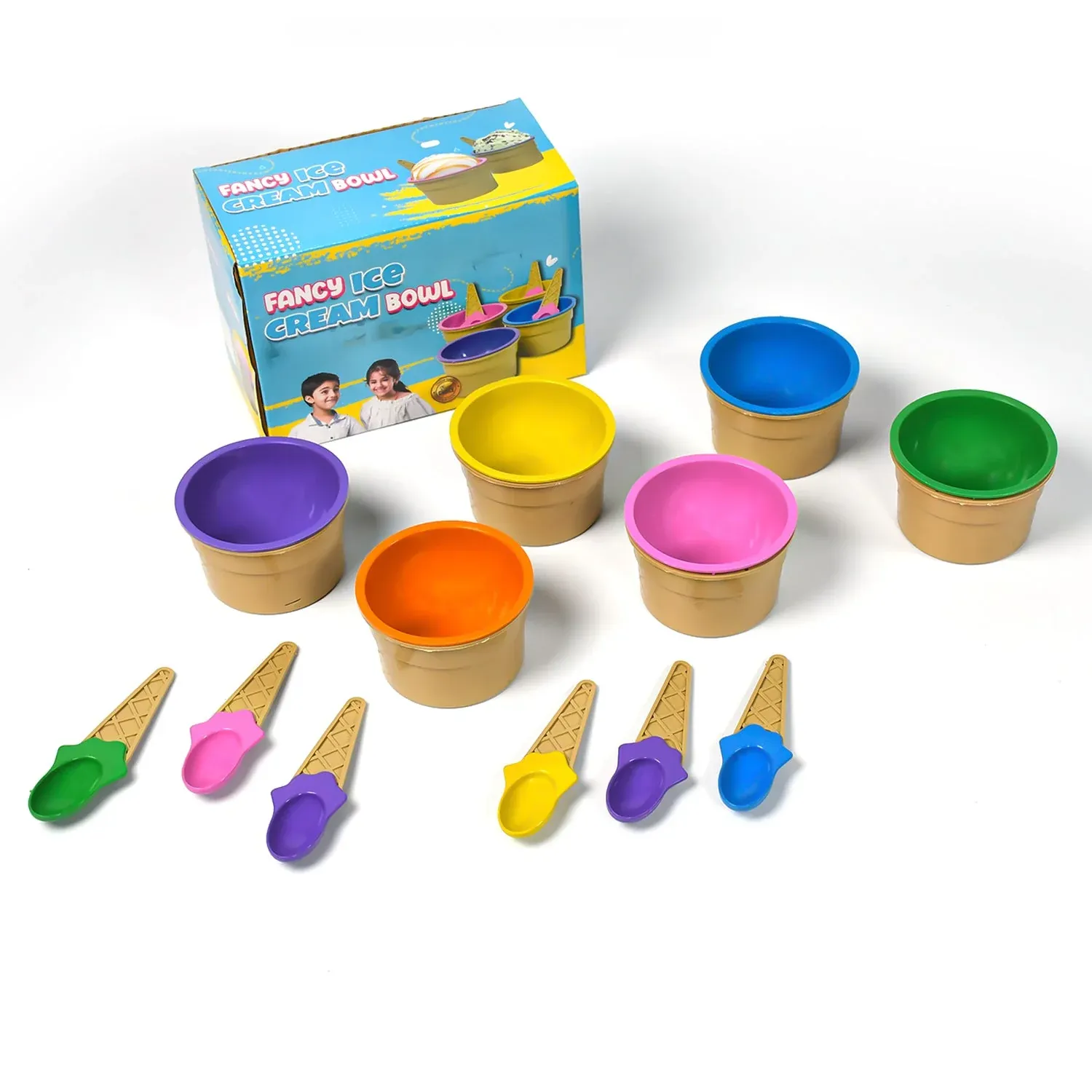 Premium Ice Cream Waffle Spoon Bowl Set (6-Piece , Color Box) - Detailed Feature View 5