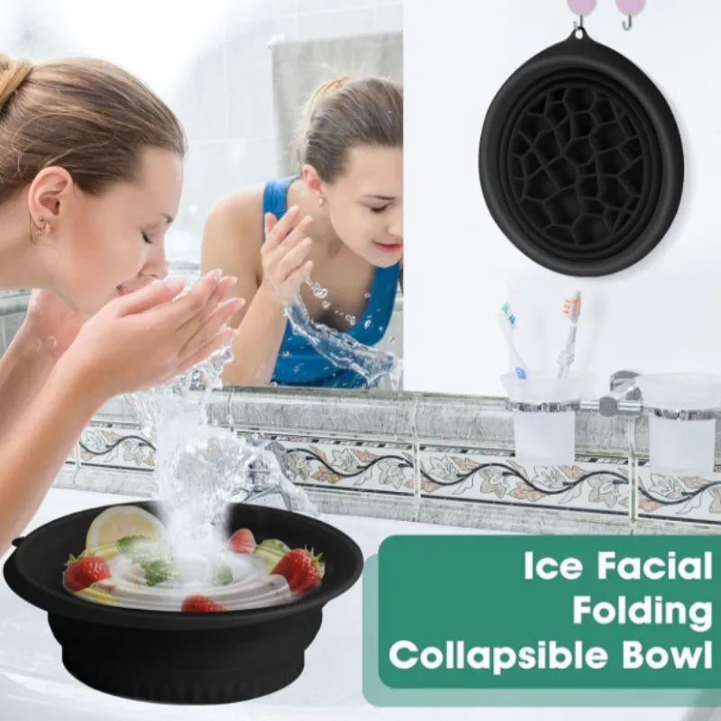 Ice Facial Silicone Bowl with Ice Tray Lid | Foldable Face Ice Bowl for Skin Care | Food-Grade Silicone Ice Therapy Tool - Detailed Feature View 1