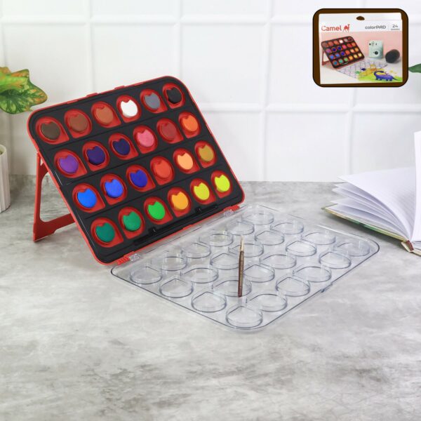 Camel ColorPad 24 Assorted Water Colours with Brush in Portable Palette Box