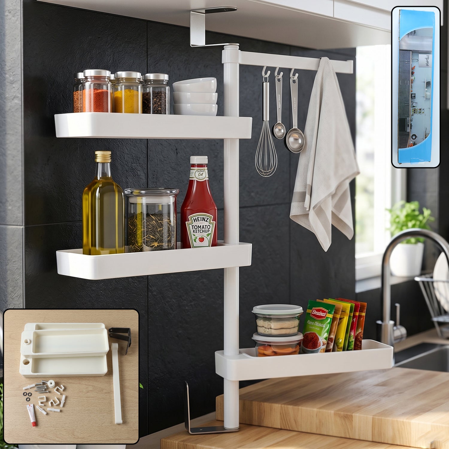 Premium Multipurpose Rotating Shelf Storage Rack 4 Tier (1 Set) - Buy Online at Alikart