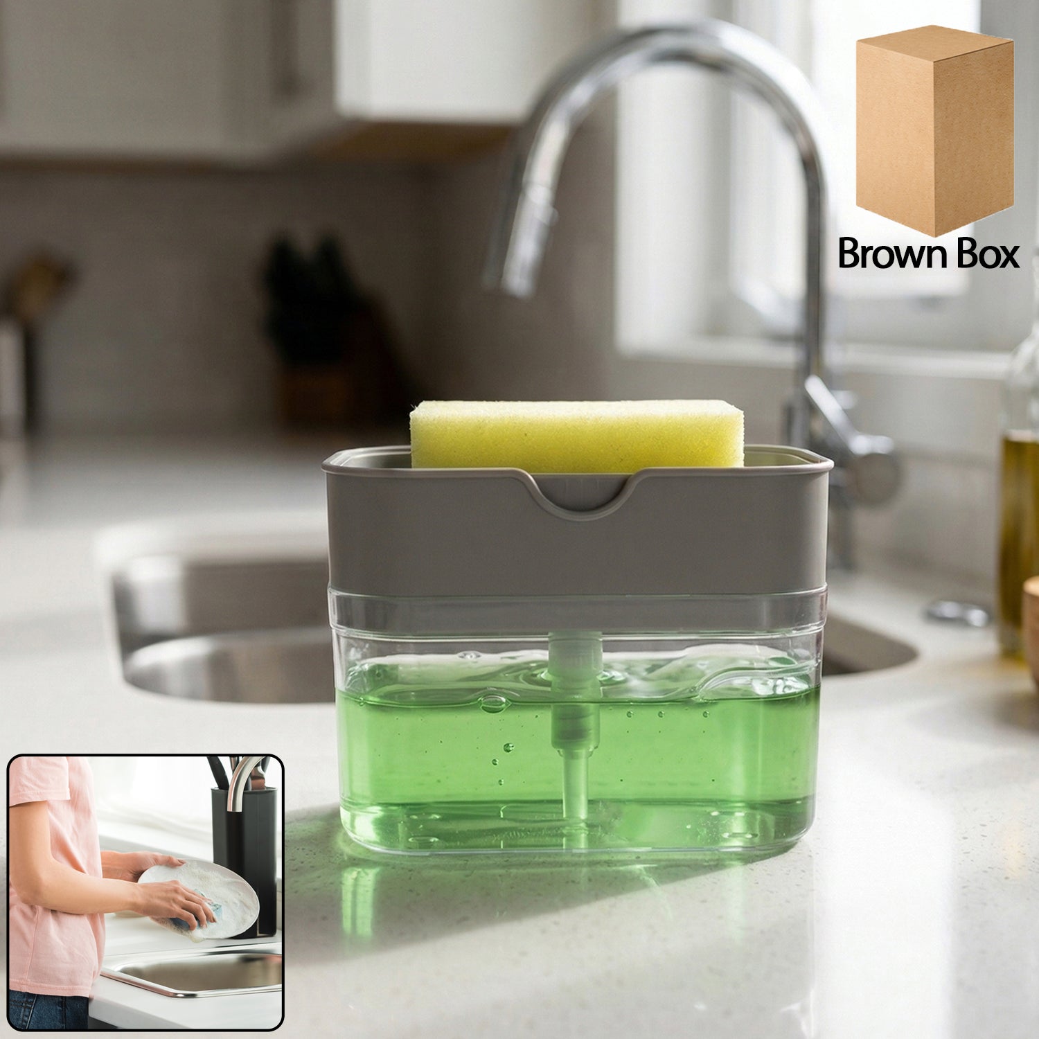 Premium Liquid Soap Dispenser on Countertop with Sponge Holder For Pet - Buy Online at Alikart
