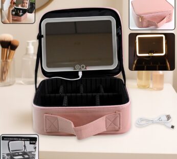Pink Premium LED Light Makeup Organizer Box (1 Pc)