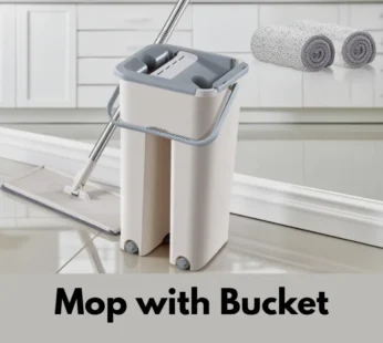 Mop with Bucket for Floor Cleaning – Flat Mop with Telescopic Stick, Wet & Dry Cleaning, Self-Clean System