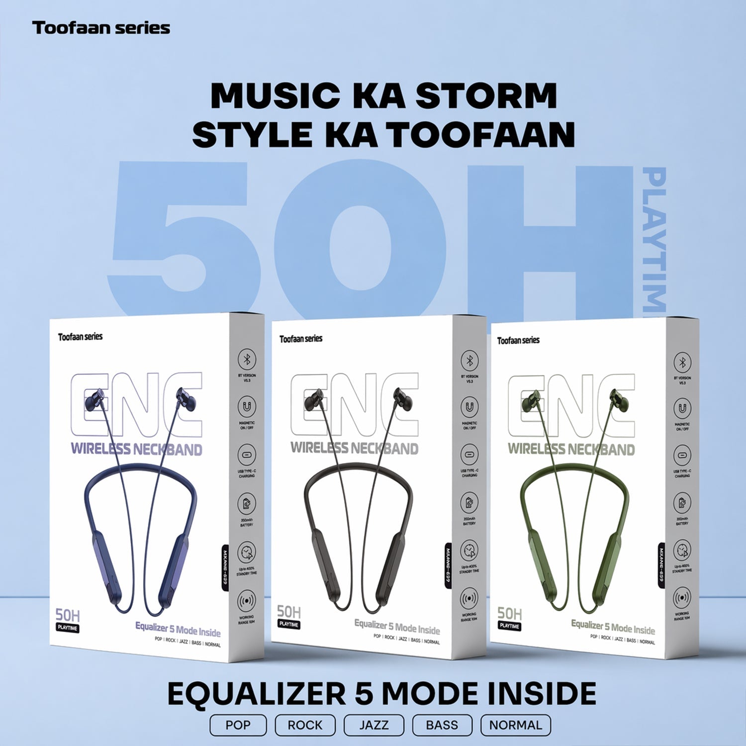 Premium Toofaan Series Wireless Stereo Bass Neckband Earphones, Neck band (1 Pc) - Buy Online at Alikart