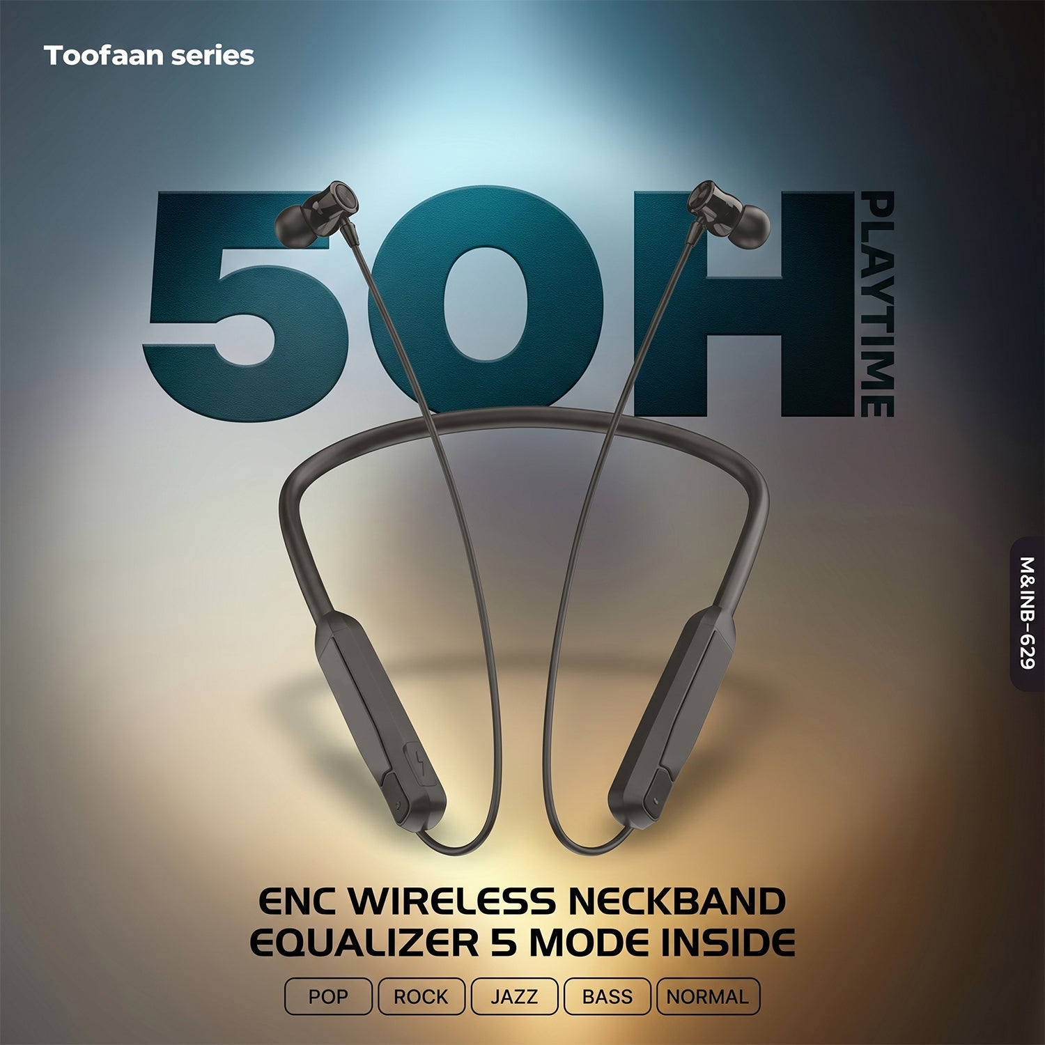 Toofaan Series Wireless Stereo Bass Neckband Earphones, Neck band (1 Pc) - Detailed Feature View 3