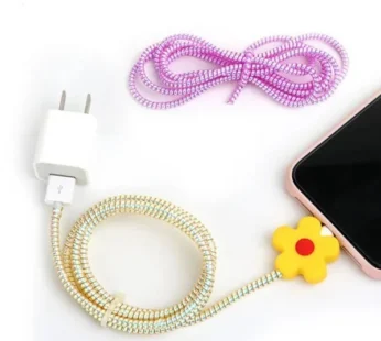 Metallic Finish Spiral Cable Protector – Wire Cover for Charger & Earphone Cords (Random Colour-Pack of 1)
