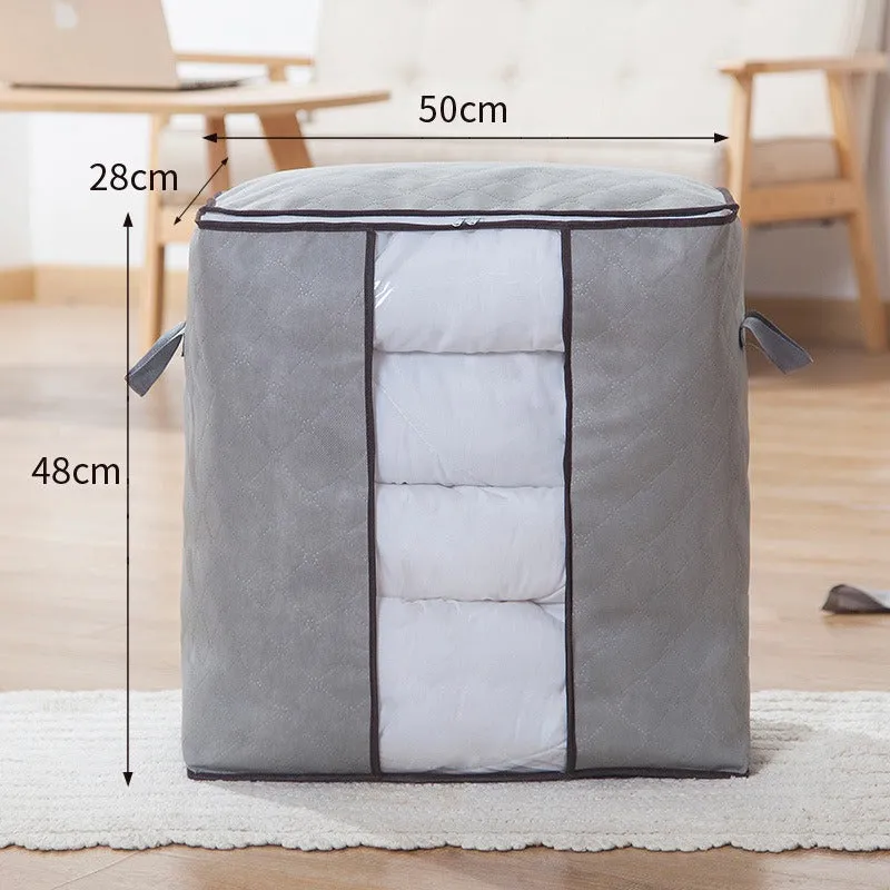 Vertical Quilt Storage Bag with Transparent Window – Foldable Organizer for Bedding & Winter Clothes (Pack of 1) - Detailed Feature View 2