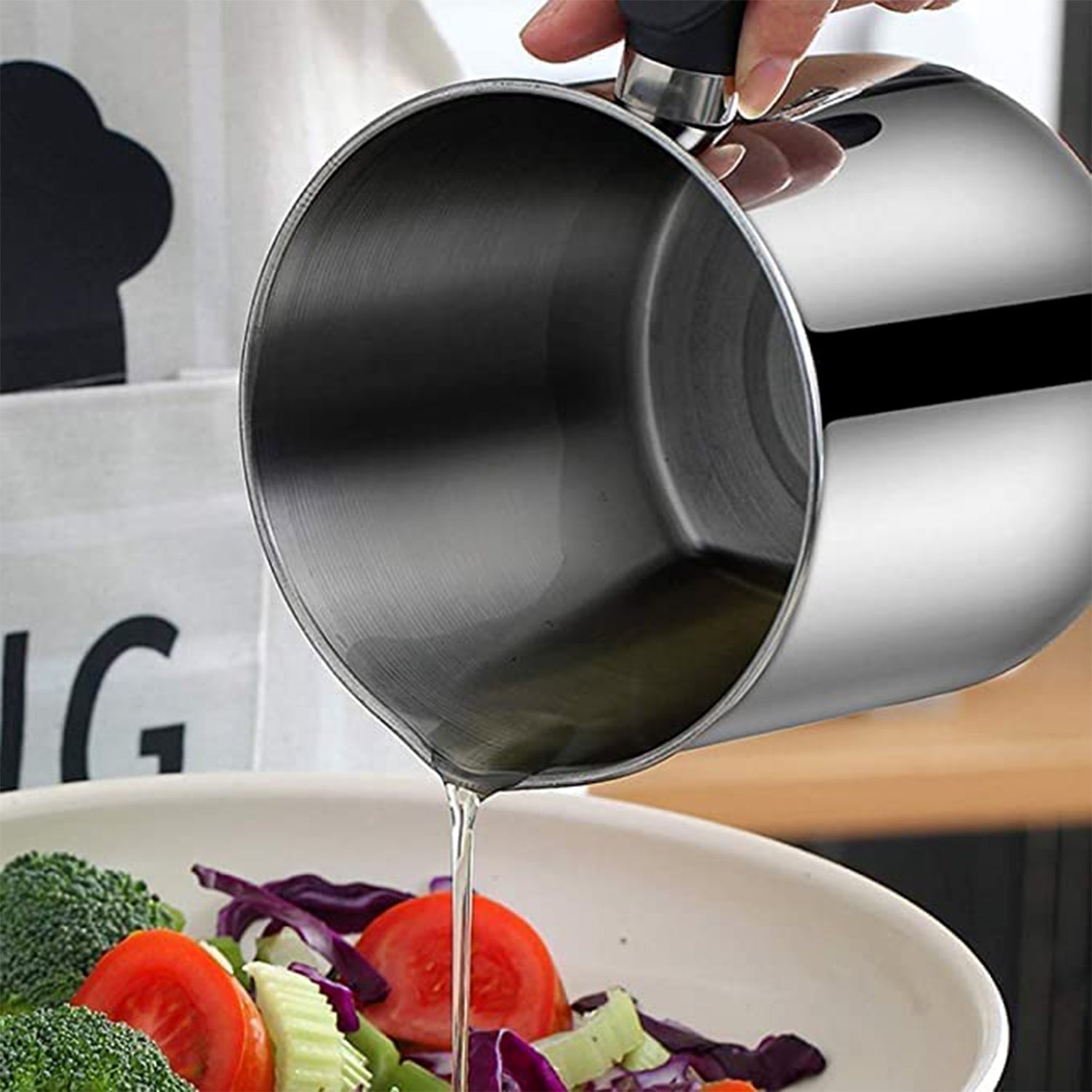 Stainless Steel Oil Strainer Pot with Lid and Filter Mesh (1 Set) - Detailed Feature View 2