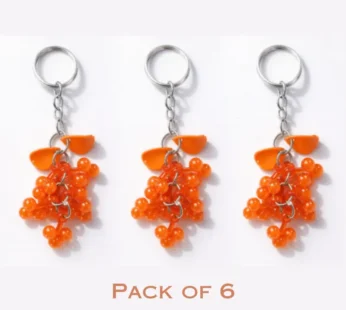 6 Pcs Plastic Grapes-Shaped Keychain – Cute Fruit Design Key Ring for Bags, Keys & Gifts