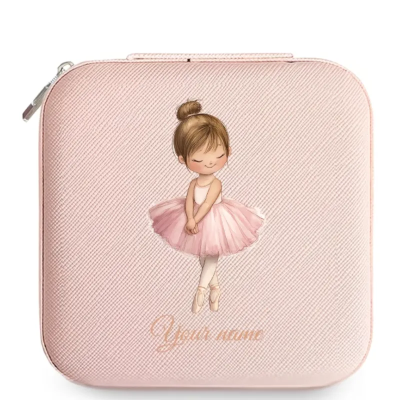 Personalized Ballet Dancer Travel Jewelry Box – Custom Name Jewelry Organizer for Girls (Random color) - Detailed Feature View 3
